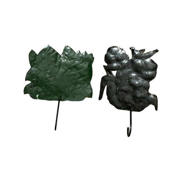Vintage Metal Wall Hooks With Floral & Fruit Designs - Set Of 2 - Picture 3 of 11